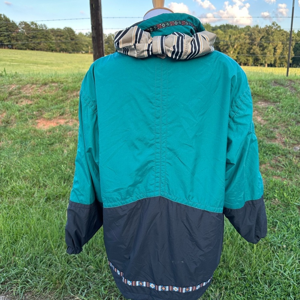 Obermeyer Green and Black Puffer Jacket with High Collar - Picture 2 of 3